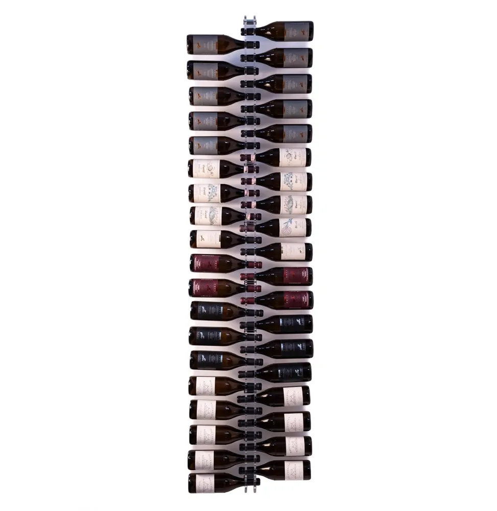 Esse Black plexiglas wijnrek – S-vormig wanddisplay voor 38 flessen in hoogglans zwart